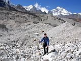 Rolwaling 06 07 Jerome Ryan On Trakarding Glacier With Chugimago Behind